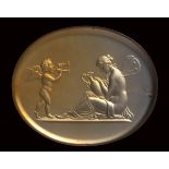 A neoclassical agate intaglio. Eros and Psyche.