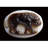 A fine late Roman sardonyx cameo. Lion.