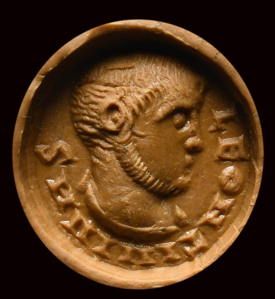 A rare roman silver engraved seal. Male portrait. - Image 2 of 2