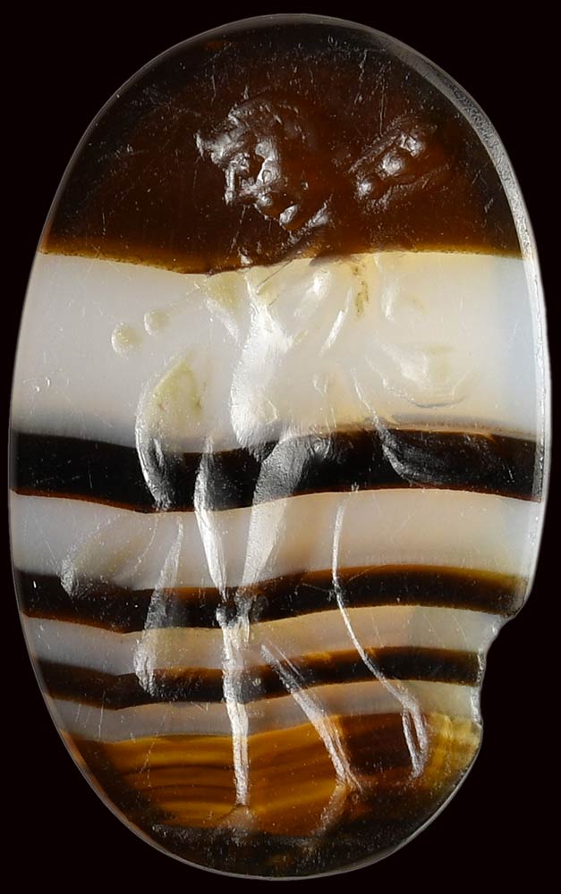 A fine banded agate roman italic intaglio. Omphale.