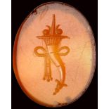 A large late hellenistic carnelian intaglio. Cornucopia.