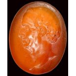 A fine roman carnelian intaglio. Portrait of Maecenas.