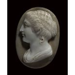 A neoclassical agate cameo. Female bust.