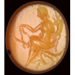 A roman carnelian intaglio. Fortuna-Tyche.