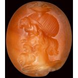 A roman carnelian intaglio. Zeus Serapis.