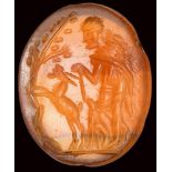 A roman agate intaglio. Bucolic scene.