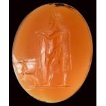 A roman carnelian. Shepherd with a goat.