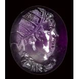 A fine roman amethyst intaglio. Portrait of the Emperor Balbinus.