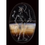 A roman banded agate intaglio. Warrior.