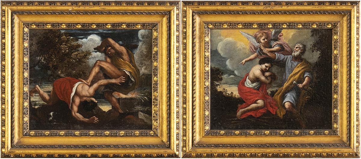 ROMAN SCHOOL, FIRST HALF 18th CENTURY - Cain and Abel - Binding of Isaac. Couple of paintings