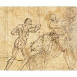 ROMAN SCHOOL, FIRST HALF OF THE 17th CENTURY - a (front): Flagellation of Christ; b (back): Flagella