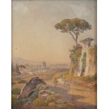 HERMANN DAVID SALAMON CORRODI (Frascati, 1844 - Rome, 1905) - View of Saint Peter from Monte Mario