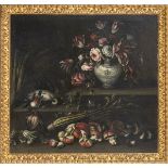 LOMBARD SCHOOL, CENTRAL DECADES OF THE 17th CENTURY - Still life with vase, flowers, game, mushroom