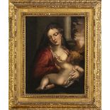 EMILIAN SCHOOL, FIRST HALF OF THE 17th CENTURY - Virgin with Child, "Maria lactans"