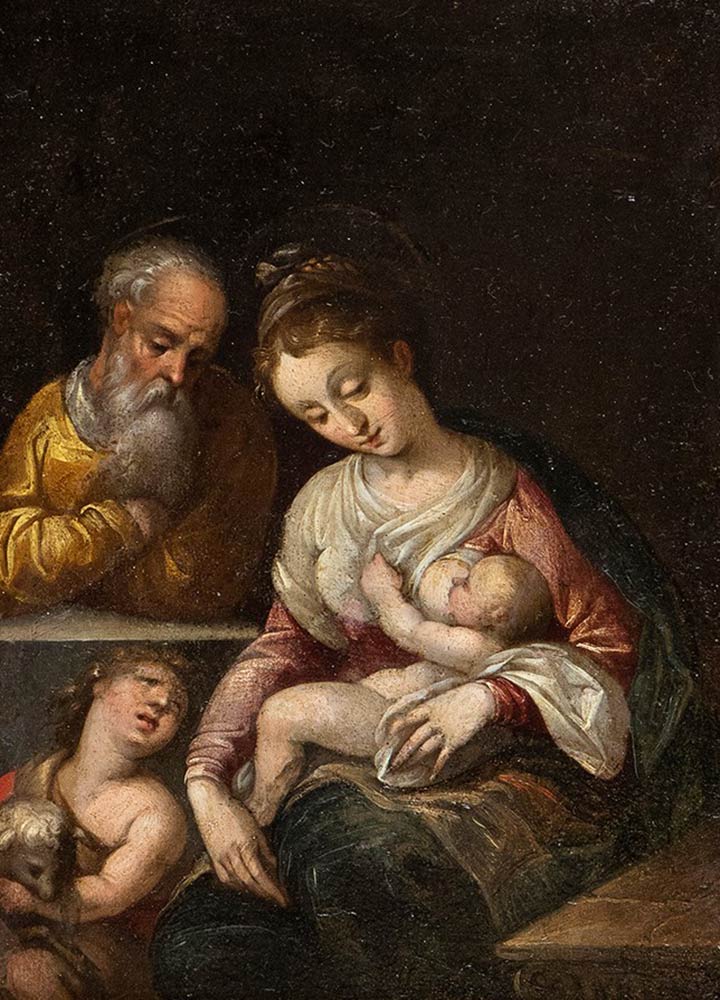 CENTRAL ITALIAN SCHOOL, SECOND HALF OF THE 16th CENTURY - Holy Family with young Saint John the Bapt