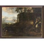 ITALIANATE FLEMISH PAINTER, CENTRAL DECADES OF THE 17th CENTURY - Great wooded landscape with figure