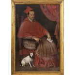 AMBIT OF OTTAVIO LEONI (Rome, 1578 - 1630) - Portrait of enthroned cardinal with dog (Scipione Borgh