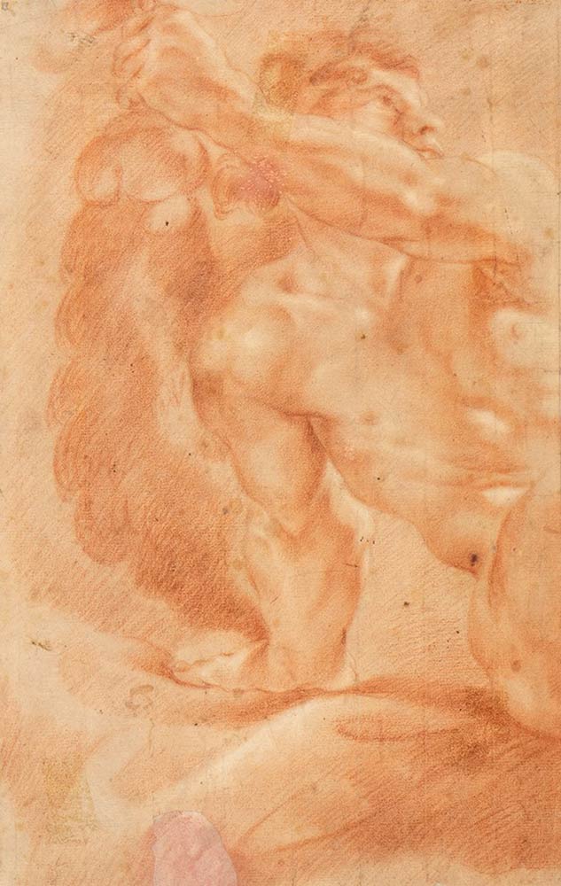 EMILIAN SCHOOL, 17th CENTURY - Recto: Study of a male bust in torsion. Rev: Study of seated male nud