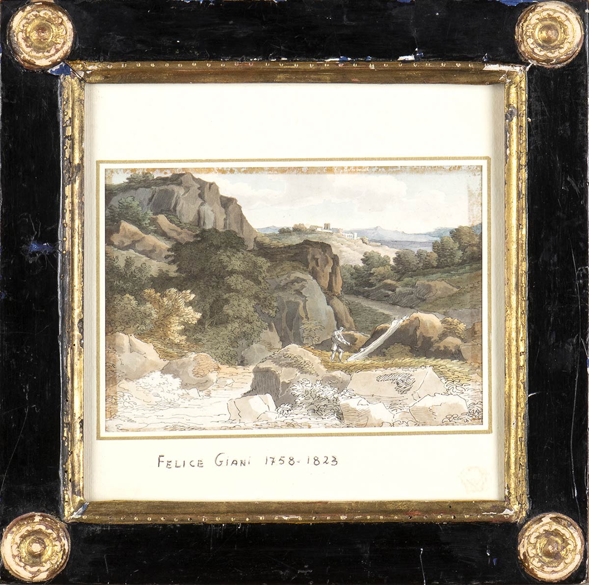 FELICE GIANI (San Sebastiano Curone, 1758 - Rome, 1823) - Rocky landscape with woodcutter - Image 2 of 2