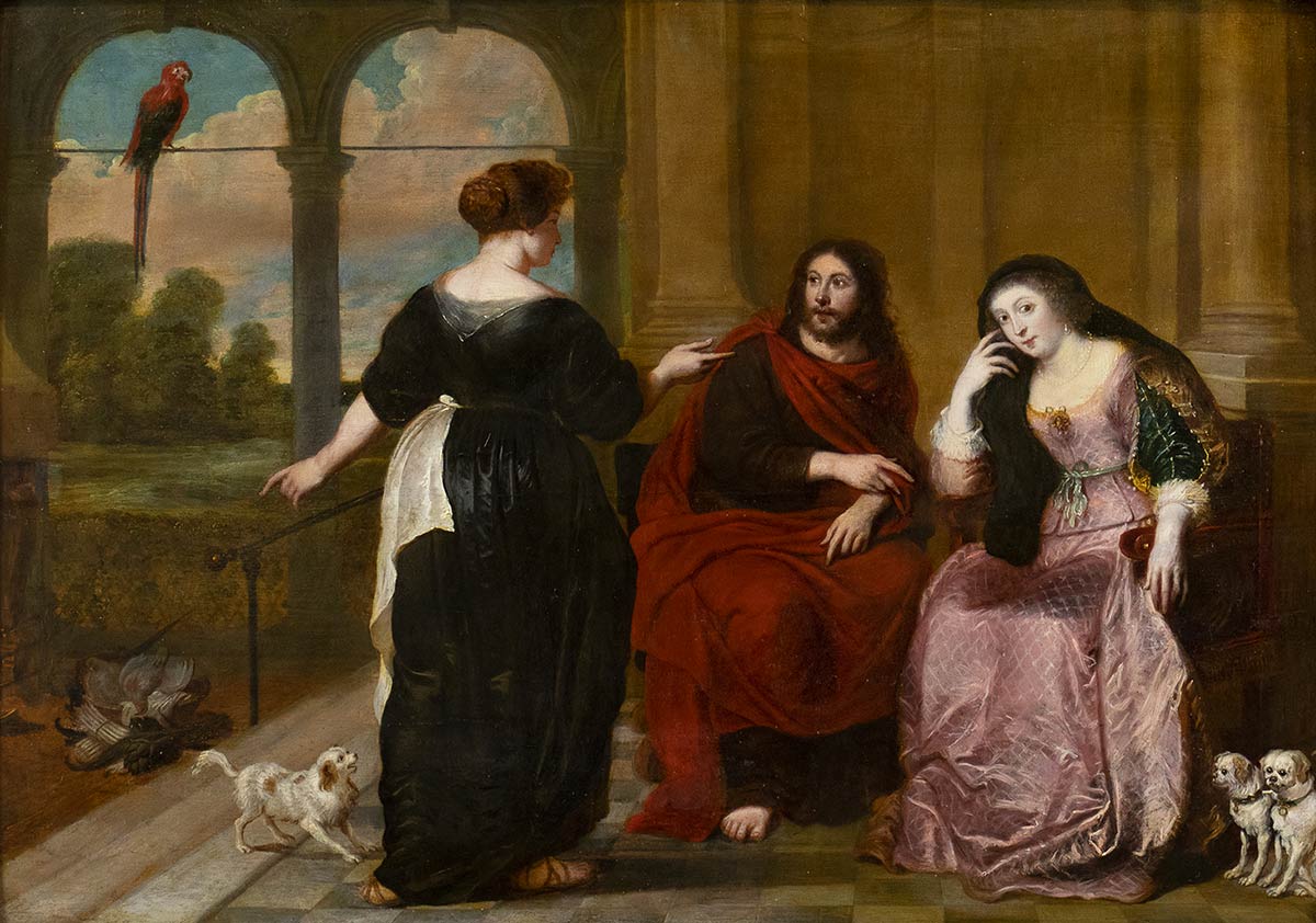 FLEMISH SCHOOL, LATE 16th / EARLY 17th CENTURY - Christ in the house of Martha and Mary