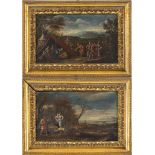 FRENCH ARTIST ACTIVE IN ITALY, 17th CENTURY (MONSU LORENESE?) - Couple of paintings with figures