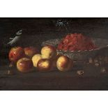 LOMBARD SCHOOL, FIRST HALF OF THE 17th CENTURY - Still life with apples, chestnuts, raspberries on a