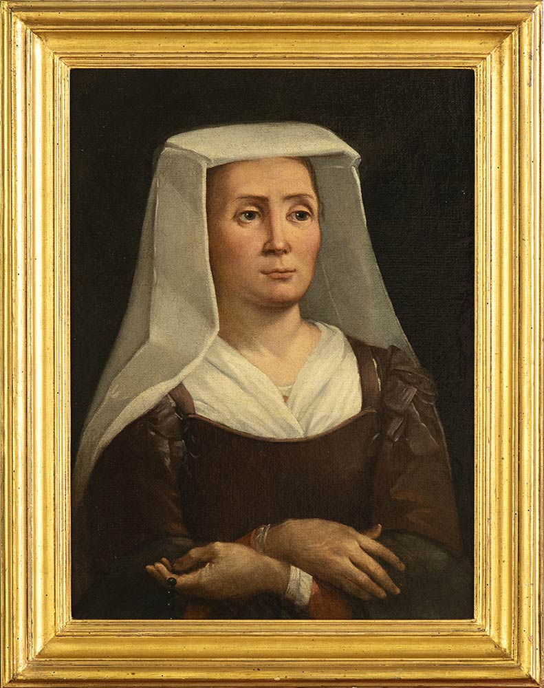 LOMBARD SCHOOL, 17th CENTURY - Portrait of young lady with veil and rosary