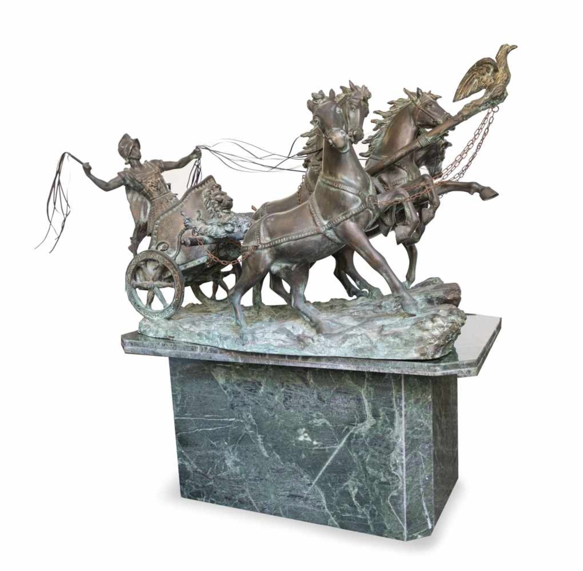 ATTILIO DE LUCA (Naples, ca.1930)Char romain tiré par quatre chevauxExceptionnelle sculptur