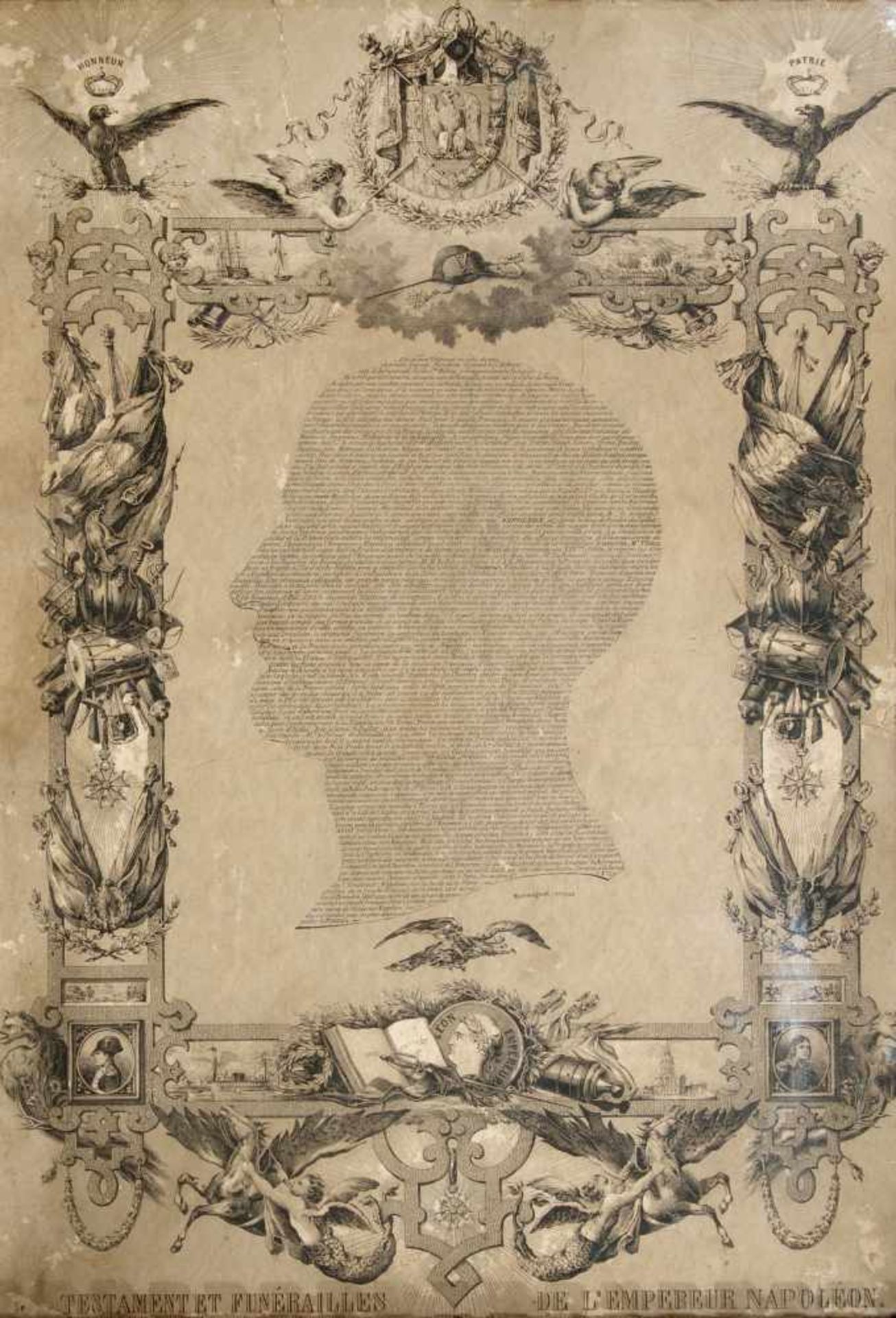 TESTAMENT DE NAPOLEON BONAPARTERare gravure datée de 1803 par Marmignat et dessinée par Deb