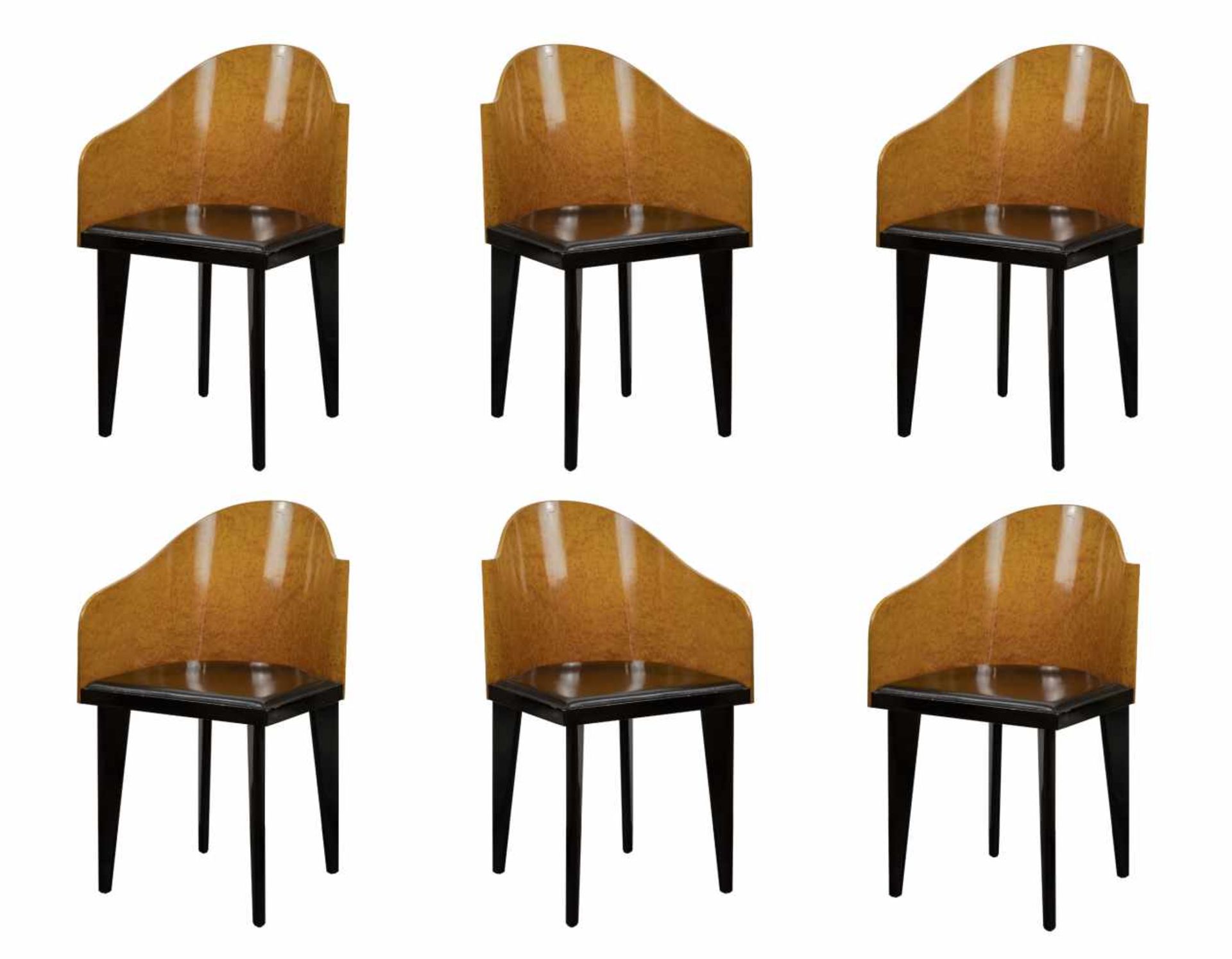 PIERO SARTOGO pour SAPORITI ITALIASuite de 6 chaises vintage model " Toscana "De forme asym
