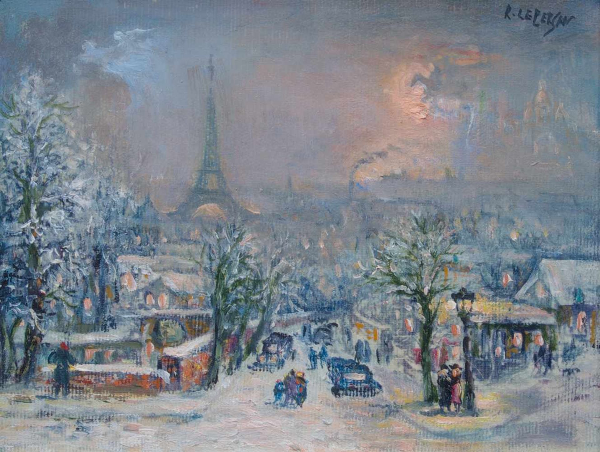 JEAN RAFFY LE PERSAN (1920-2008)" Neige sur la Banlieue Parisienne ", 1980Huile sur toile m