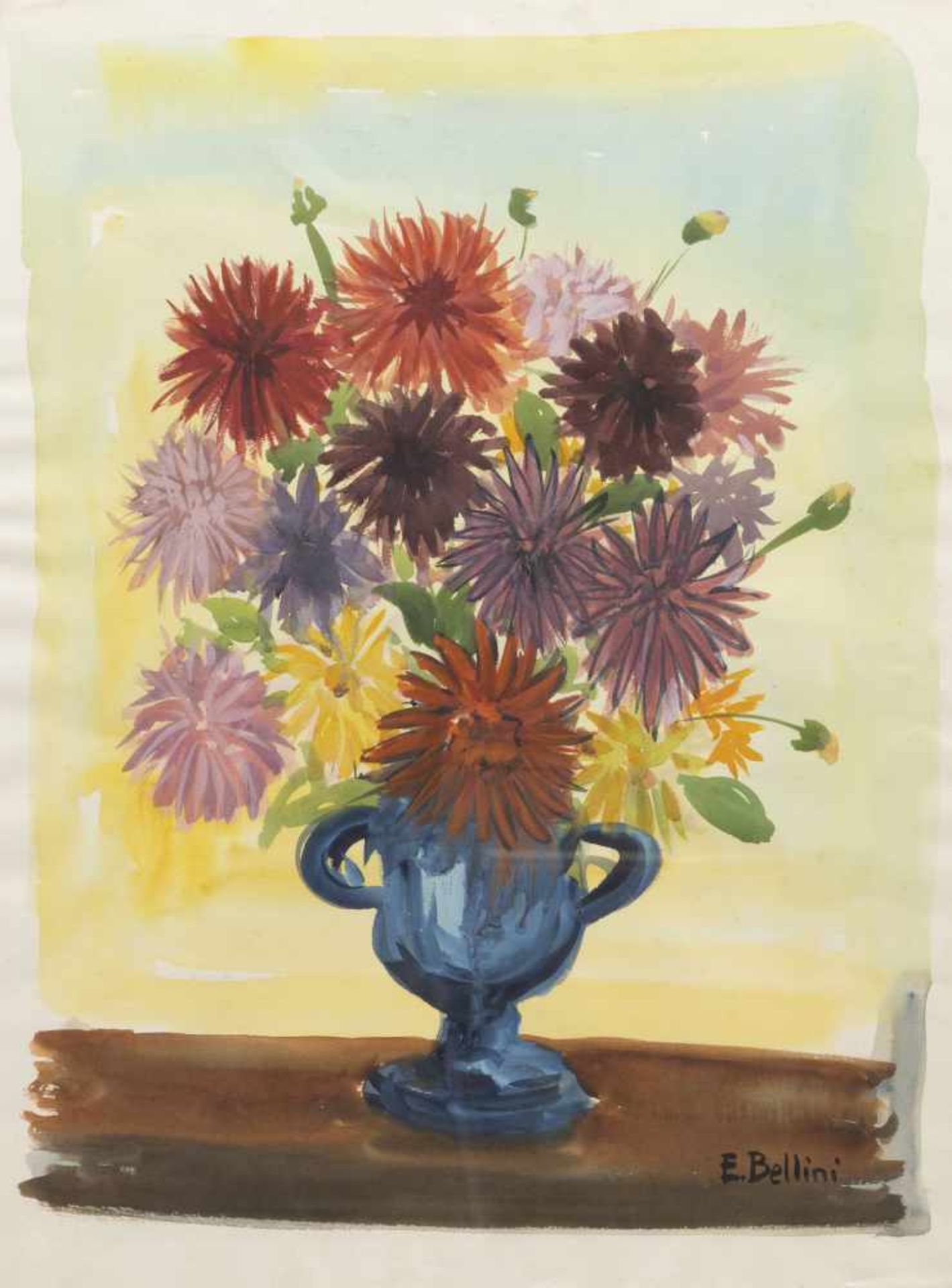 EMMANUEL BELLINI (Monaco 1904-1989)Bouquet de fleursAquarelle sur papier signée en bas à dr