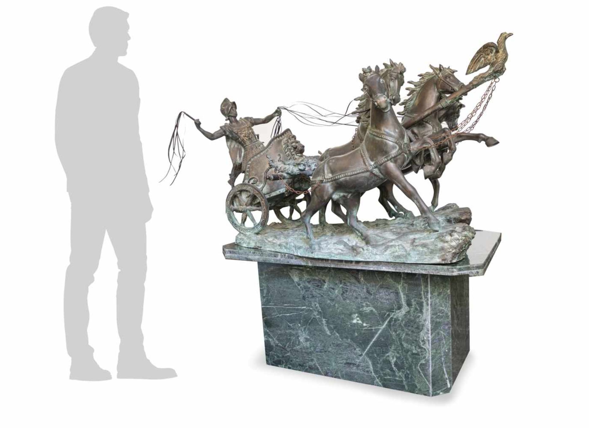 ATTILIO DE LUCA (Naples, ca.1930)Char romain tiré par quatre chevauxExceptionnelle sculptur - Image 2 of 2