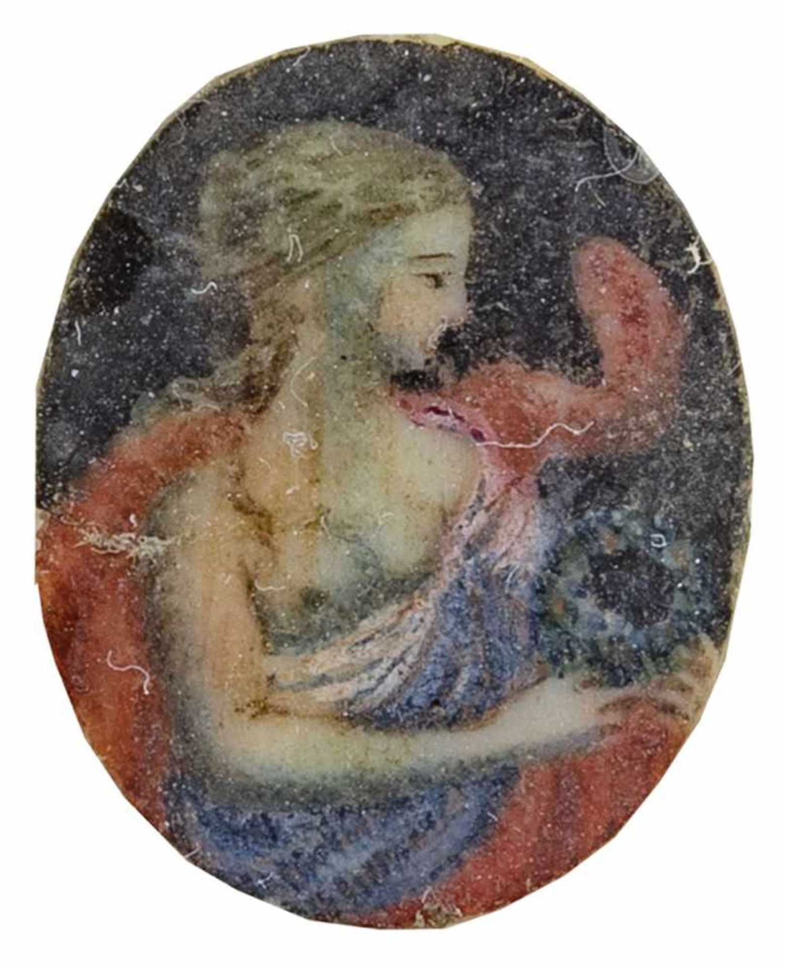 DE STYLE RENAISSANCEMiniature peintre sur ivoire, travail ancien, fin du 18ème siècle. Usur - Image 2 of 2