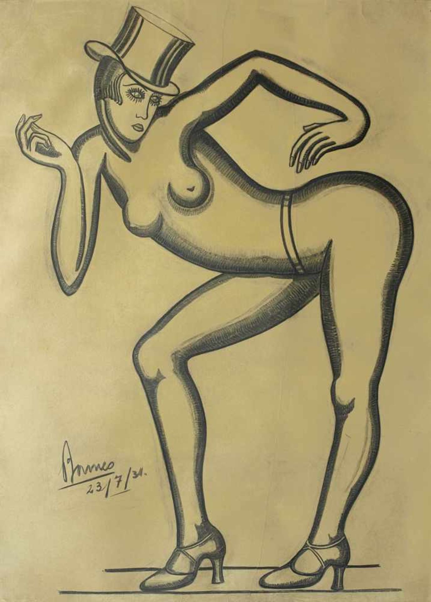 EDUARDO BARNES (1901-1977)Joséphine Baker, 1931Très importante oeuvre originale au crayon e