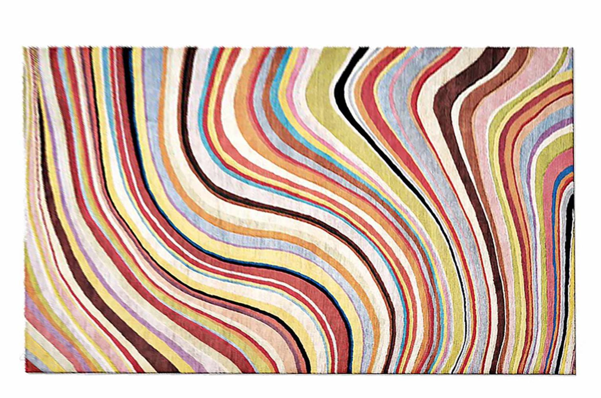 PAUL SMITH (Né en 1946)Important tapis " Swirl "En laine du Tibet, noué main, stylisé de so