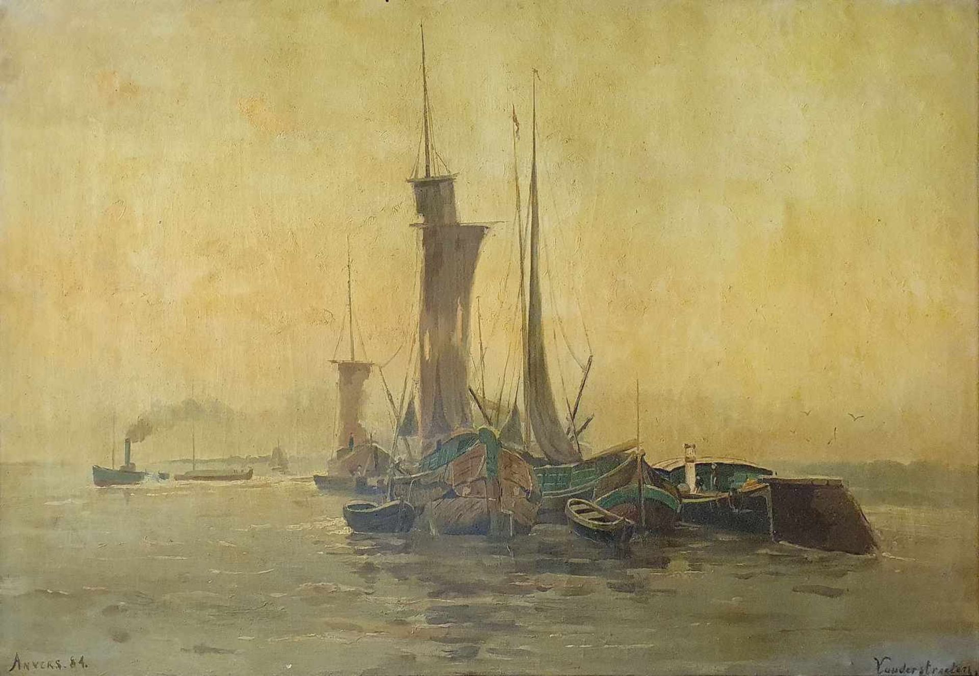 VANDERSTRAETEN, ECOLE BELGE 19èmeAnvers, 1884Grande huile sur toile signée en bas à droite,