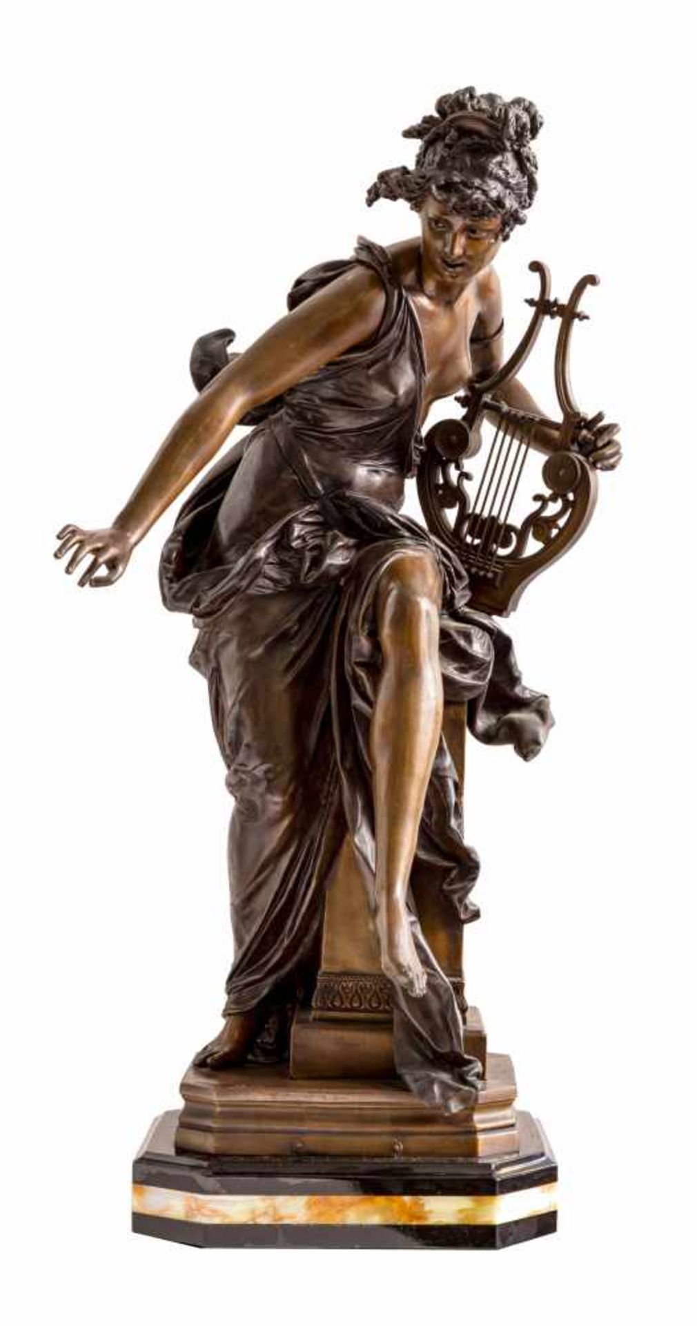 ALBERT CARRIER-BELLEUSE (1824-1887)HarmonieSculpture en bronze à patine brun et médaille, s