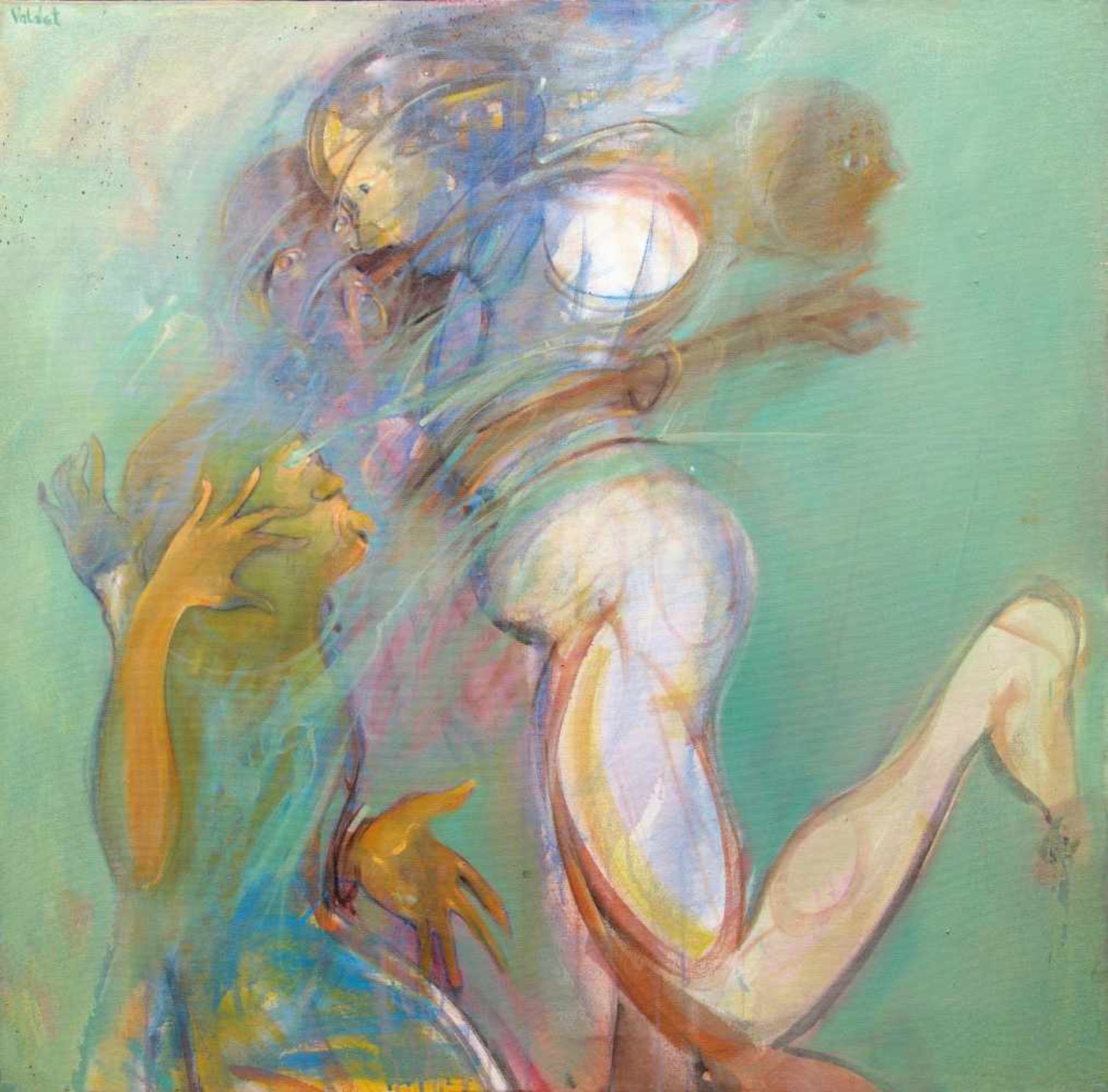 HAMIDI VALDET (Né en 1946)Figures fémininesGrande huile sur toile signée en haut à gauche<b