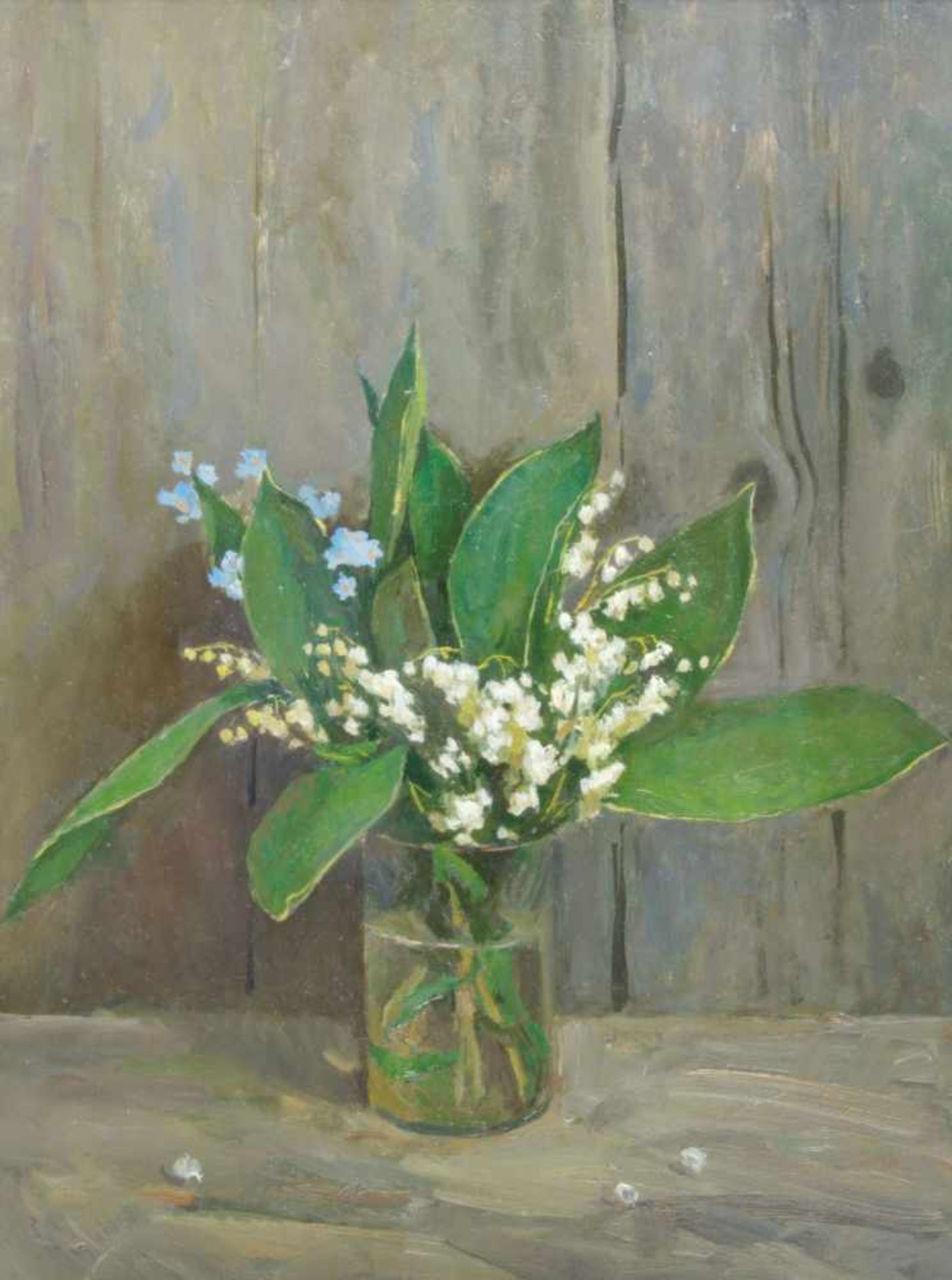ALEKSEY ALEKSEEVICH TSURIN (1950)Bouquet de muguetHuile sur panneau d'isorel. Etiquette au