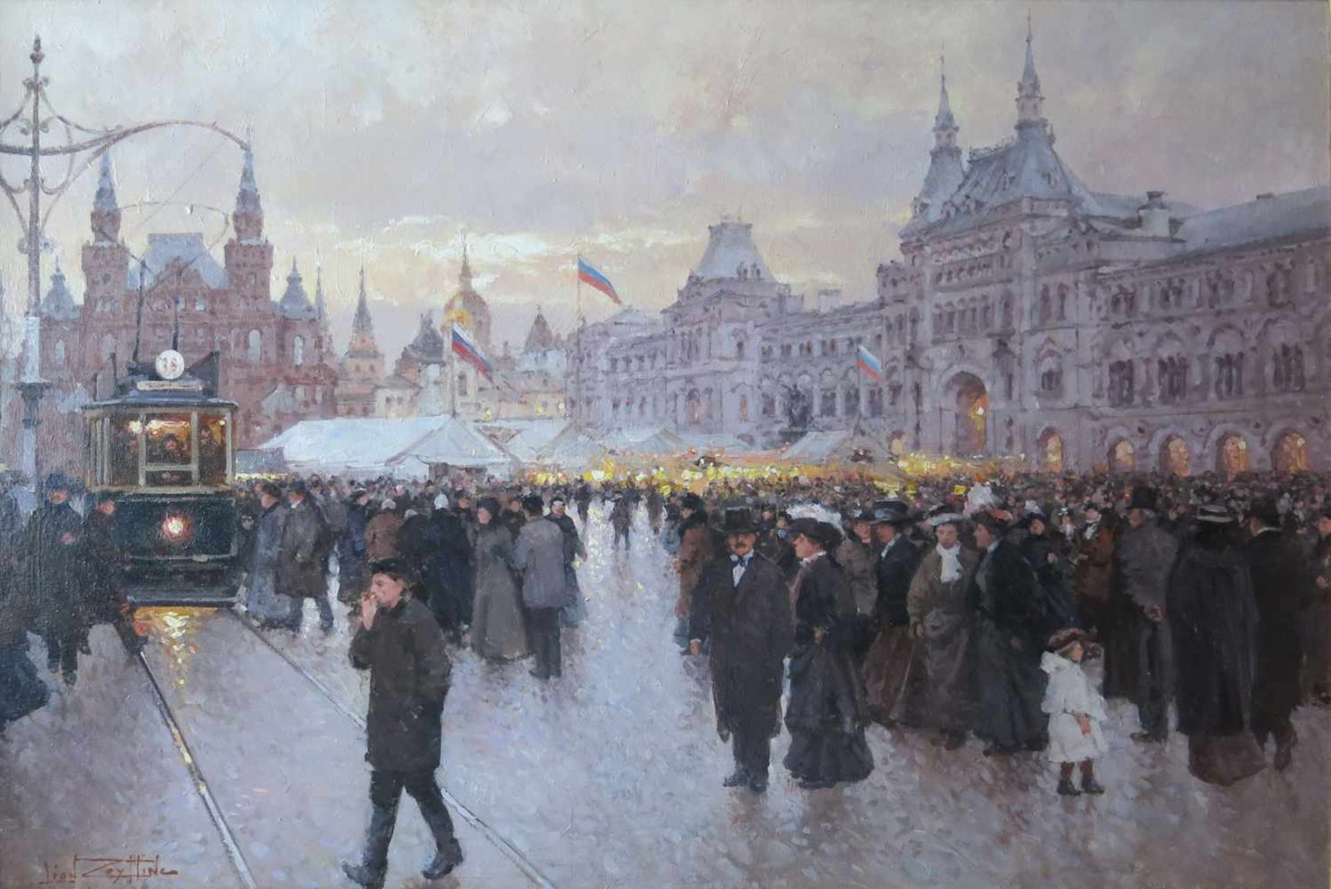 LEON ZEYTLINE (1885-1962)Moscou, la Place RougeImportante huile sur toile signée en bas à g