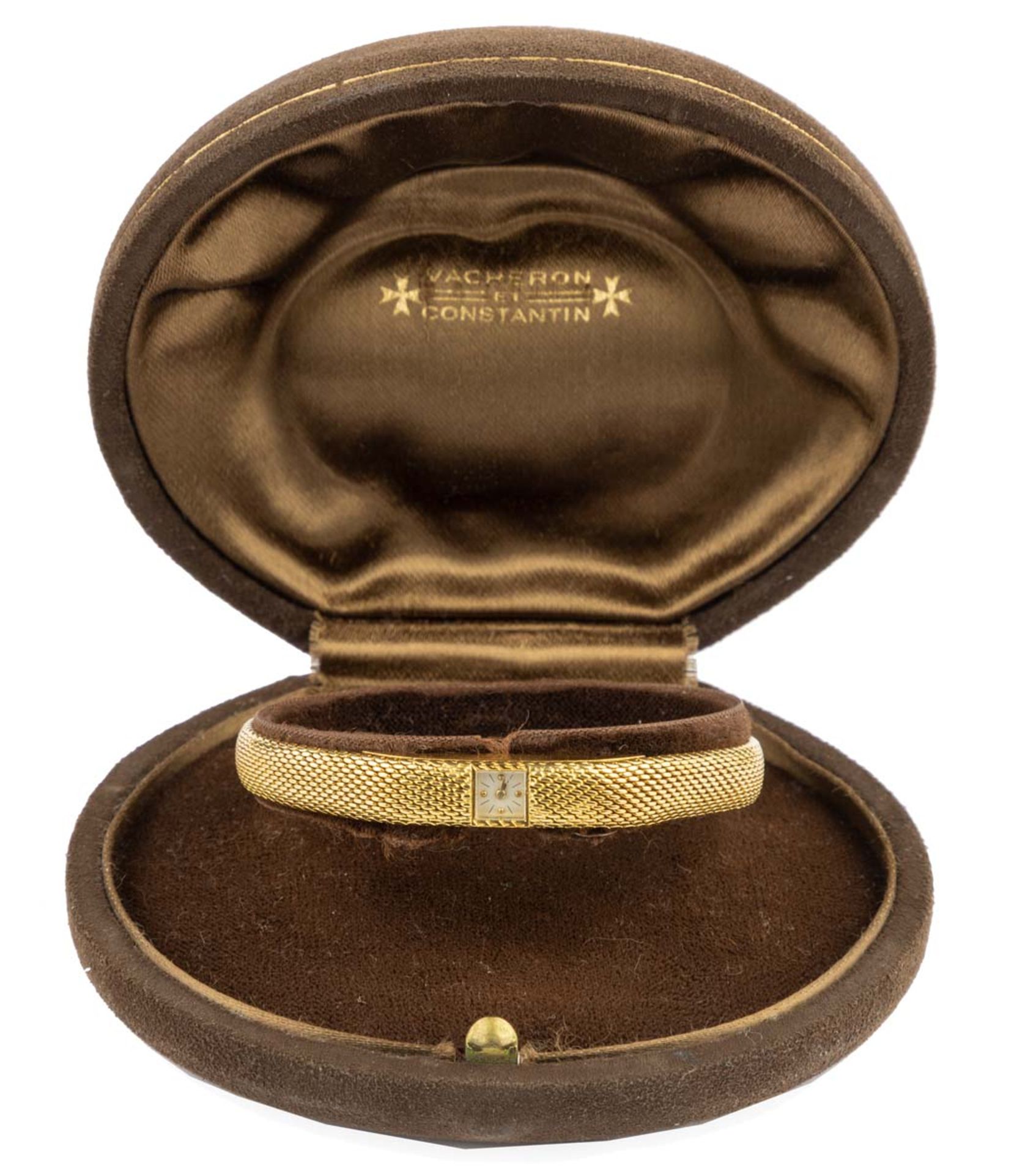 VACHERON CONSTANTINFine montre de dameEn or jaune 18k carats (750), boîtier rectangulaire, petit