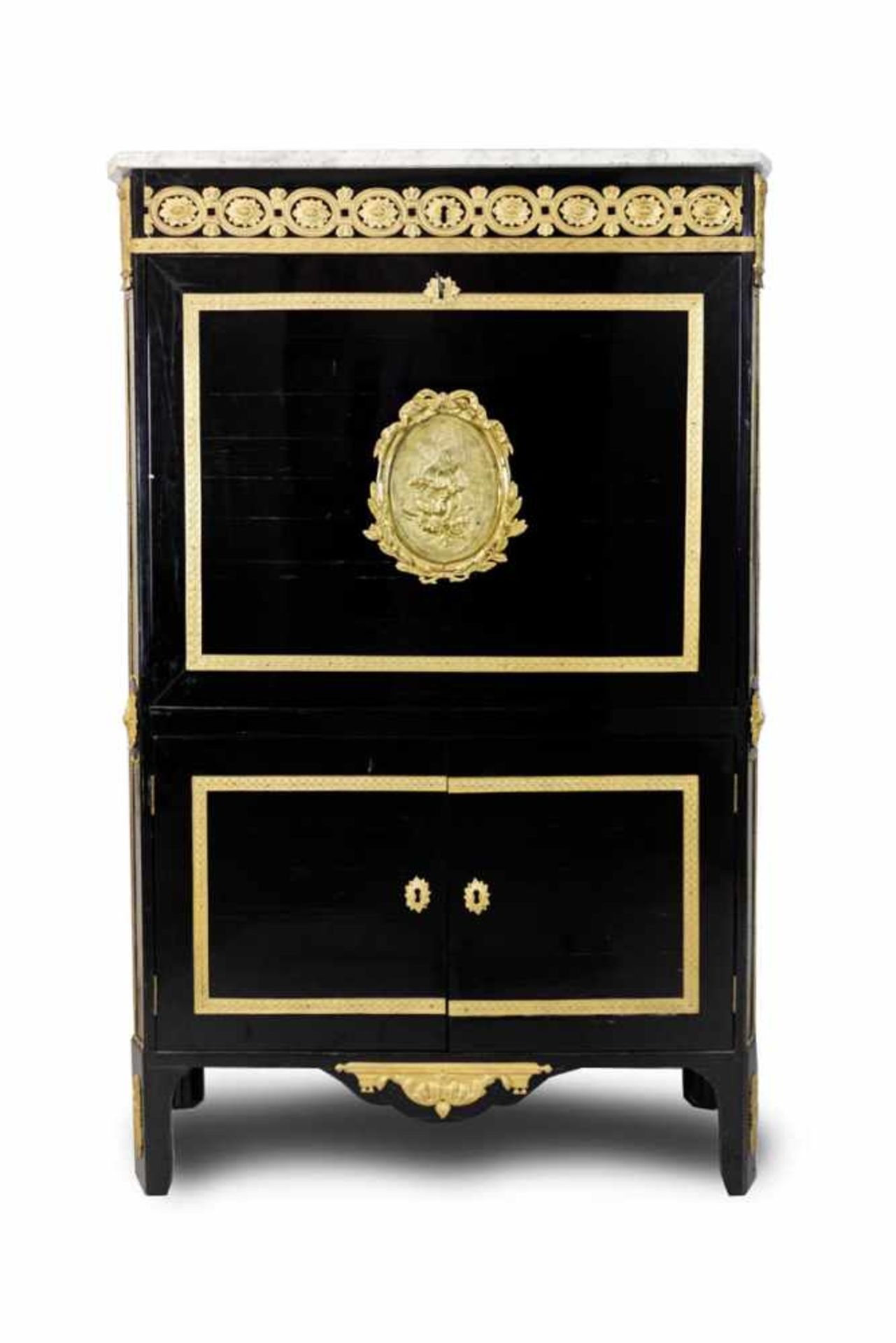 ELEGANT SECRETAIRE D’EPQOUE LOUIS XVIFrance, d'époque 18ème siècleEn bois laqué noir façon ébène, - Bild 4 aus 4