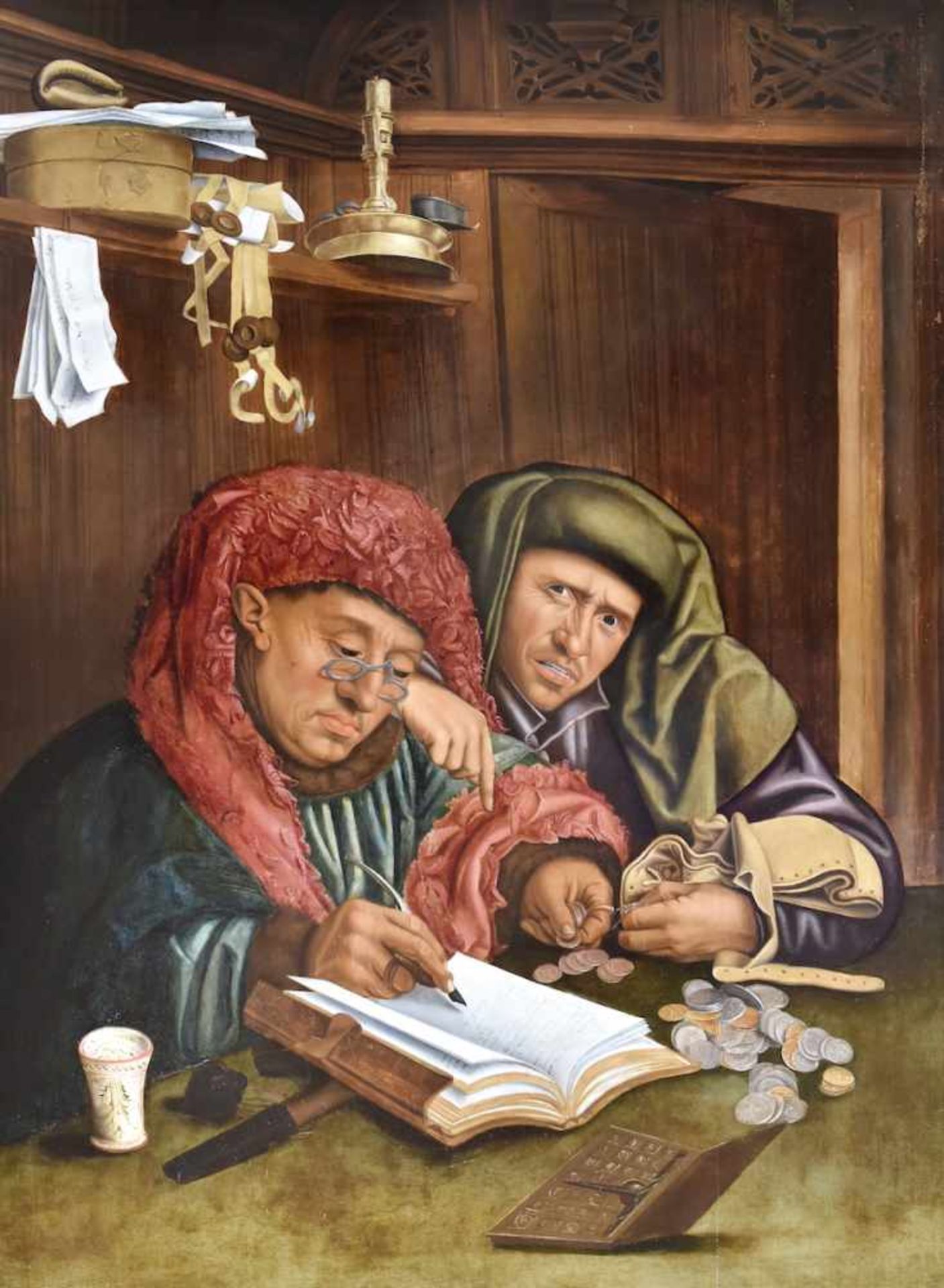 MARINUS VAN REYMERSWAELE (c.1490-1546), suiveurLe collecteur d'impôtsImportante huile sur