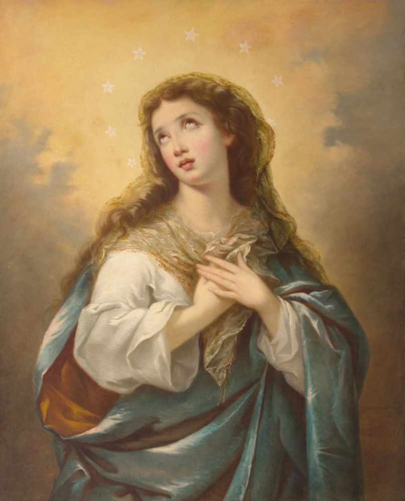 Esteban MURILLO (1617-1682), ATTRIBUEL'Immaculé ConceptionHuile sur toileAncienne étiquette de