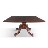 AN EARLY VICTORIAN MAHOGANY TILT-TOP BREAKFAST TABLE, c.1840, the rectangular top with thumb moulded