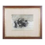 RUSSIAN SCHOOL (19TH CENTURY)Journey through snow Charcoal and white chalk, 26 x 37cmSigned with