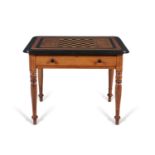 AN ANGLO-INDIAN SATINWOOD, EBON AND PARQUETRY INLAID GAMES TABLE, 19th century, of rectangular form,