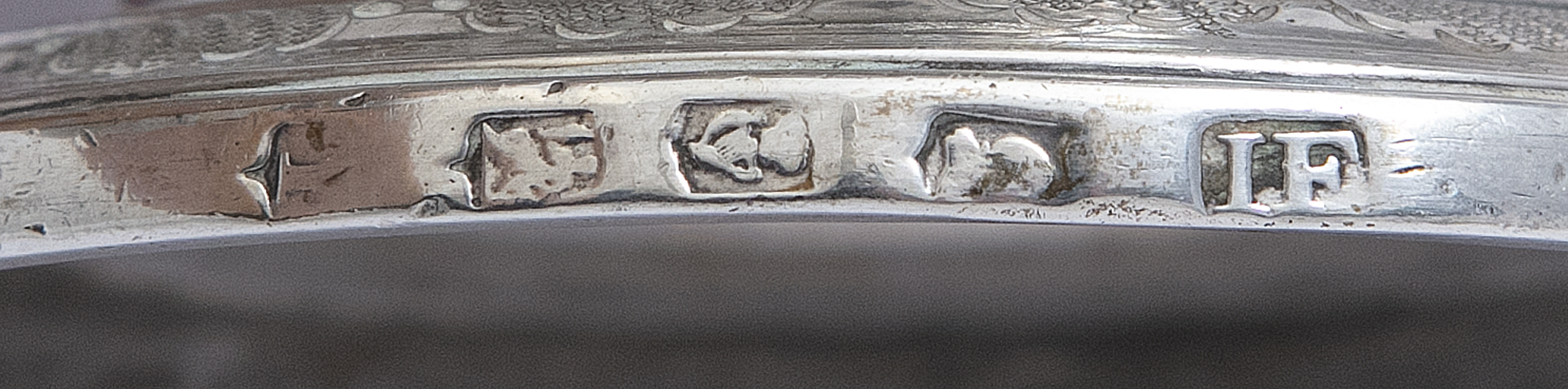 A SET OF THREE GEORGE III IRISH SILVER OPEN SALT CELLARS, Dublin c.1771, maker's mark of James Fray, - Image 3 of 3