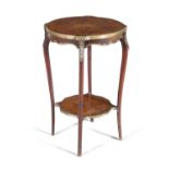 A FRENCH WALNUT, MARQUETRY AND ORMOLU MOUNTED OCCASSIONAL TABLE, c.1900, of shaped circular form,